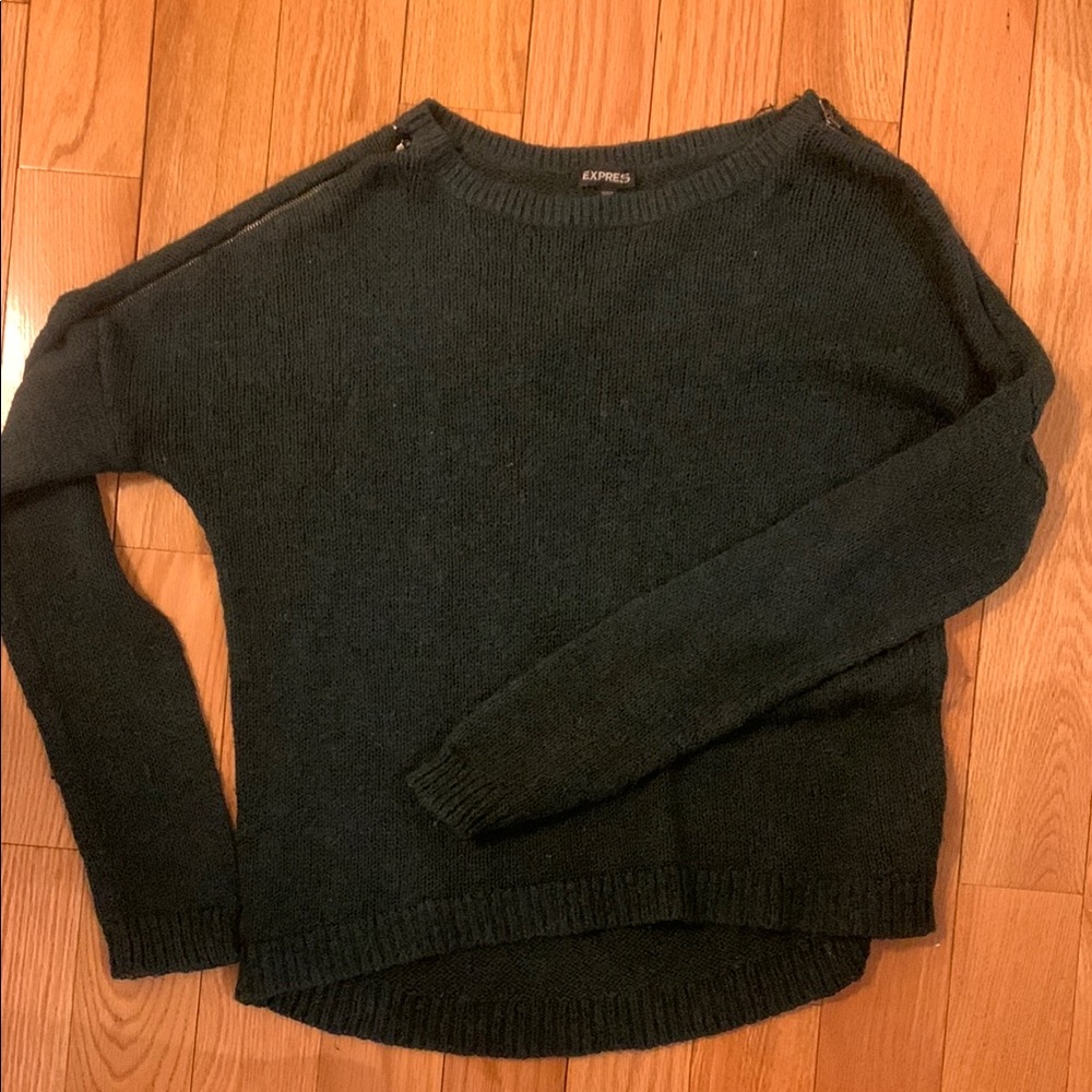 Express Cold Shoulder Zipper Sweater